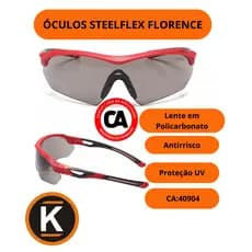 Óculos De Proteção Segurança Uv Steelflex Florence Cinza Oculos EPI