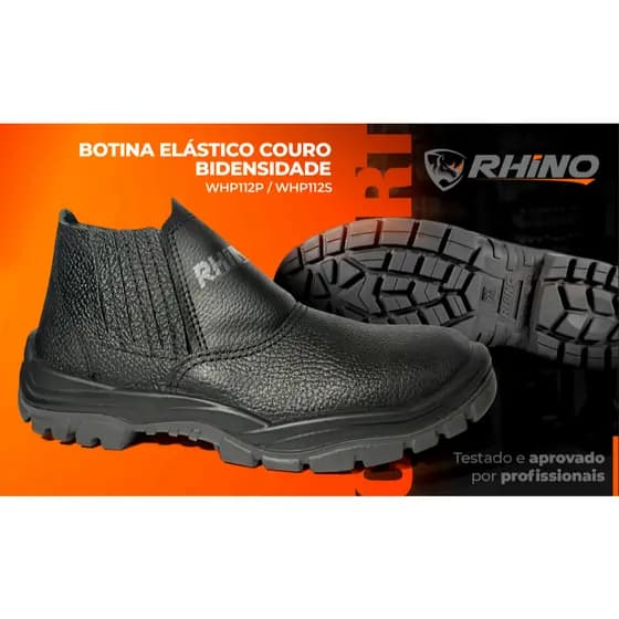 Botina Bota Segurança Elástico Trabalho Rhino Bico PVC