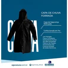 Capa De Chuva Com Capuz PVC Forrado Resistente Proteção Com CA