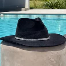 Chapéu Country Strass Feminino Preto Estilo Boiadeira