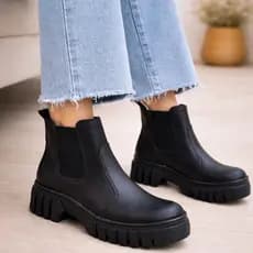 Bota Coturno Feminino Plataforma Tratorada Cano Médio Moda Atual