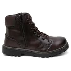 Coturno Bota Militar Masculino Tático De Couro Sintético Reforçado Costurado Leve Macio Com Zíper