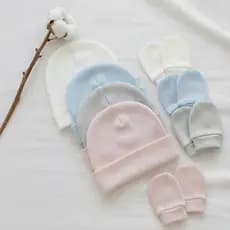 Kit 6 Peças Touca e Luva Bebê Canelado 100% Algodão Premium Menino Menina Unissex Kit 3 Pares RN