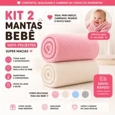 Kit 2 Mantas Bebê Soft Microfibra Antialérgica Super Macia 100% Poliéster Saída Maternidade