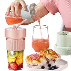 Liquidificador Portátil 350ml com Canudo-4 Lâminas Inox Bateria Recarregável Para Smoothie e Sucos comecio novo comecio