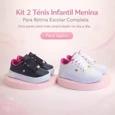 Kit 2 Pares Tênis Infantil Menina Cofortável Casual Escolar Colegial Leve Envio Imediato