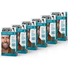 Kit 6 unidades  Grecin 5 Color Gel Tintura Barba e Bigode Castanho Claro M-80 28g - Cobre os fios grisalhos em 5 minutos