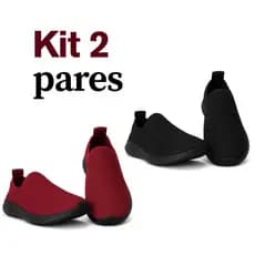 2 pares Tênis Meia Feminino Corrida Sem Cadarço Descubra o conforto do nosso tênis feminino preto bordo