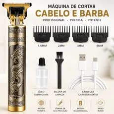 Máquina de Cortar Cabelo e Barba Masculina, Barbeador Elétrico e Aparador Profissional