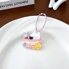 Chaveiro Acrílico Transparente De Camada Dupla De 7.6 Cm , Corrente De Contas Anime Pingente Saco Ornamentos