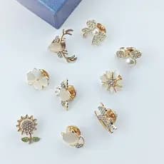 10/5/2 PCS Broche De Arco Cravejado De Diamante , Mini Óculos De Metal Japonês Coreano Fofo Para Mulheres , Acessórios D
