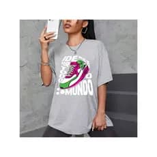 Camiseta Feminina T-Shirt Gola redonda Estampada IDE Por Todo Mundo - Camiseta Algodão Leve e Fresquinha Estilo Vintage