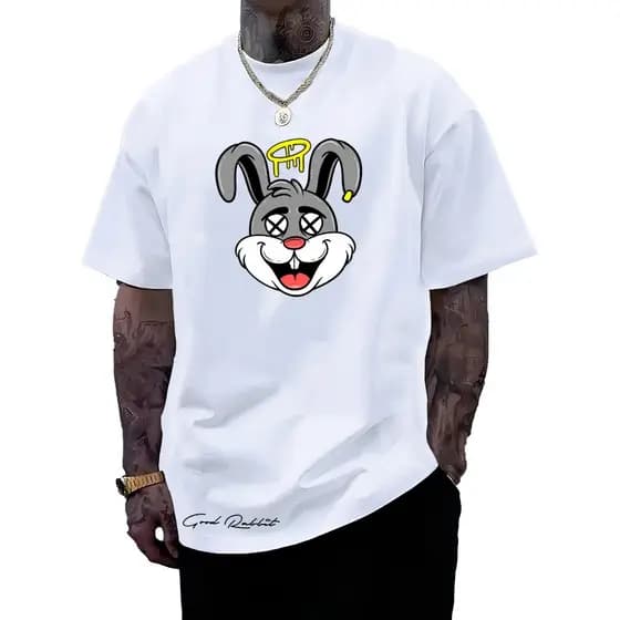 Camiseta Unissex " Good Rabbit " 100% Algodão Alta Qualidade Tecido Premium