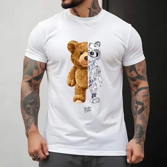 Camiseta Maculina Camiseta Urso Cyborg Street Wear Manfinity