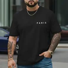 Camiseta Masculina P ao G5 Camisa em Algodão Tecido Premium Paris