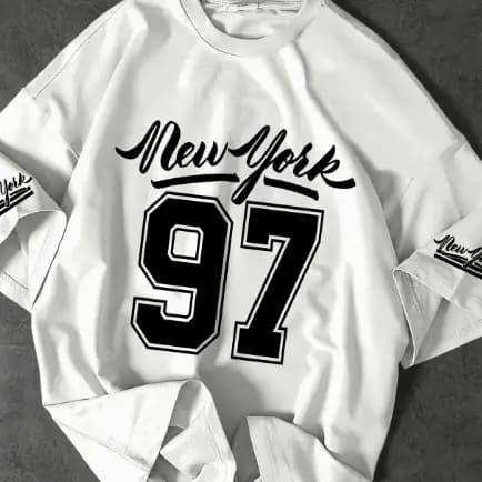 Blusa Oversized Camiseta Larga Unissex New City York 97 Moda Gringa Estilosa Algodão Verão