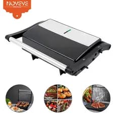 NOVEVE Sanduicheira Chapa Grill Elétrica Hamburgueira Churrasqueira inox Hambúrguer antiaderente 110V 1000W