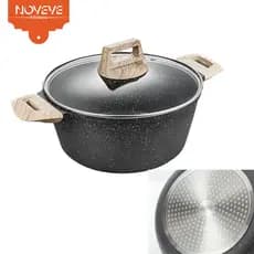 Panela Caçarola Antiaderente Grafite Cerâmica Premium 20/24/28cm | Indução | Não Gruda, Fácil de Limpar | Tampa de Vidro