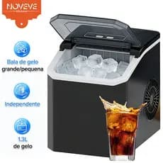 Máquina de Gelo Portátil 15kg/Dia com Reservatório de Água 1,3L para Uso Doméstico
