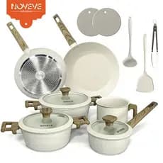 Jogo de Panelas Antiaderente 11 Peças Completo com Revestimento em Mármore – Linha Premium Luxo para Cozinha Moderna