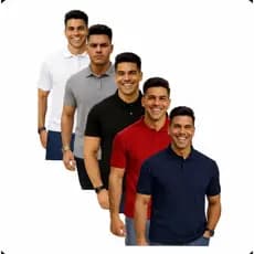 KIT Camisetas Polo Masculina Piquet 24 Slim Algodão Casual