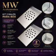 Kit 2 Ralos de Escoamento inteligente Para Box Banheiro em Aço Inox Tampa Removível canto