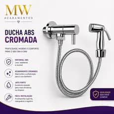 Ducha Higiênica Cromada Completa ABS Com Registro 1/4 Volta Para Banheiro Lavabo