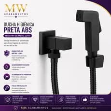 Ducha Higiênica Preta ABS com Registro de Metal Luxo