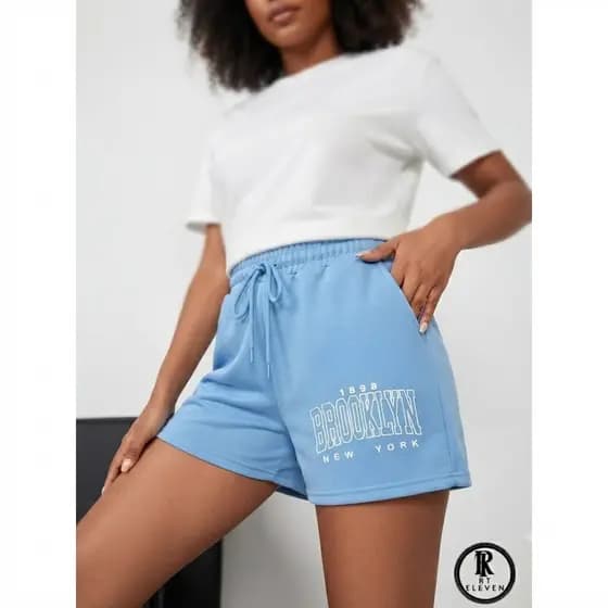 Short FEMININO  Brooklyn-New york  short moletom com bolso e cordão ajustável ideal para academia treino passeio
