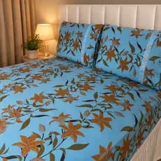 jogo Lençol Casal Malha 100% Algodão 3 Peças  Estampado C/ Elástico e Fronha Cama Box e Padrão
