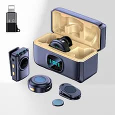 Microfone Lapela Mini Sem Fio Imã Profissional - iPhone, Samsung, Motorola, Xiaomi | ENC, 8h, Plug & Play para Gravação