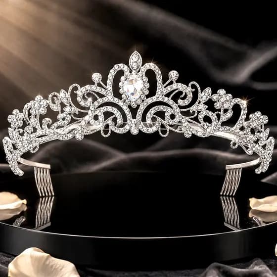 Tiara Noiva Pedraria Cristal Casamento Acessório Cabelo Luxo，Coroa Princesa Debutante 15 Anos Arco Cabelo Strass Fest