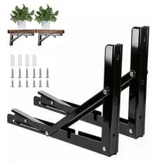 Kit 2 Peças Suporte Mão Francesa Retrátil Dobrável Reforçada 30cm 35cm 40cm Para Mesa Balcão Cantoneiras Preto E Branco