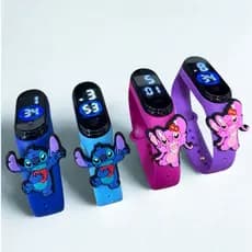 4 Relógios Infantil Stitch e Angel Digital Led à Prova D’água Meninos e Meninas