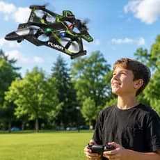 Drone Avião Fighter Plane Controle Remoto 2.4GHz Recarregável com LED +14 Anos
