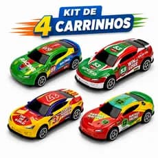 Kit 4 Carrinhos Fricção Miniatura Brinquedo Infantil Coleção Aspecto Metal