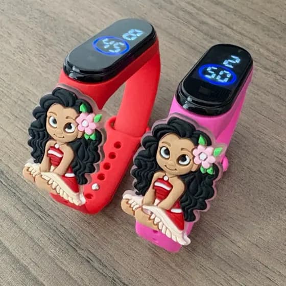 2 Relógios Infantis Moana Led Digital à Prova D’água Esportivo