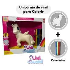 Kit unicórnio de brinquedo para colorir + 6 canetinhas | Uni Colorê | educativo | infantil | presente | criança| pintura