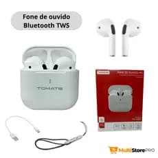 Fone de Ouvido sem fio Bluetooth 5.4 TWS | Tomate MTF-8820 | Som Potente | Confortável | Bateria de Longa Duração