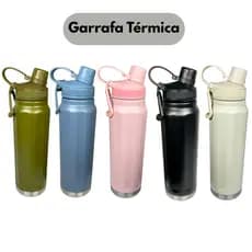 Garrafa Térmica Inox 800ml | Mantém Quente e Frio | Acompanha Canudo e Bicos | Aço Inoxidável 304 | Tomate AK-8022
