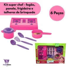 Kit panelas de brinquedo Little cook Super chef -  infantil - cozinha de criança- panelinhas- presente- Toyer Brinquedos