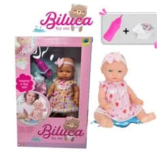 Boneca Biluca faz xixi | mama e faz xixi de verdade | acompanha fralda e mamadeira | brinquedo de menina | infantil