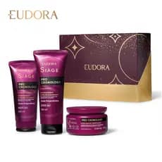 Kit Siage PRO Cronology EUDORA (4 Itens) | Shampoo | Condicionador | Máscara para recuperar fios | + Caixa para presente