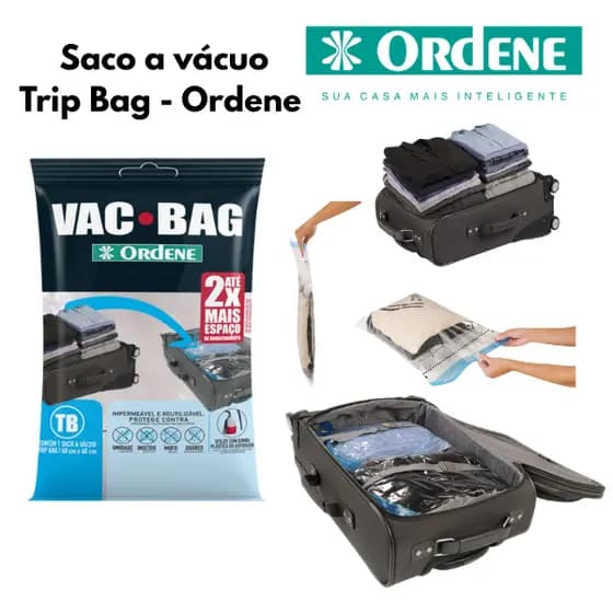 Saco a Vácuo organizador Trip Bag 2x Mais espaço - Vac Bag - Ordene - Não precisa de bomba - 60 cm x 40 cm