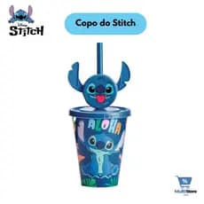 Copo do Stitch 280ml Infantil com Tampa Canudo e Pingente 3D | Disney | Avon casa e estilo