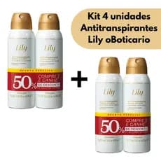 Kit 4 Antitranspirantes Lily oBoticário original | Desodorantes Aerossol  perfume intenso | 48 horas de duração | beleza