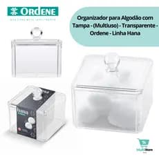 Porta Algodão - Organizador de Algodão Multiuso - Acrílico com Tampa Transparente - Ordene linha Hana