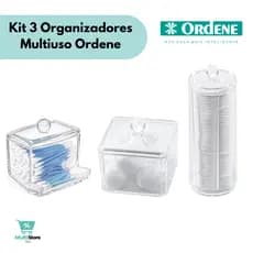 Kit 3 Organizadores Porta Algodão e Cotonete - Multiuso - Acrílico Transparente Ordene linha Hana