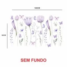 Adesivo de Parede em Recorte sem fundo flores supensas jardim Tulipas roxas  100x50