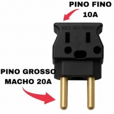 Adaptador Elétrico Pino Grosso Macho 20A para Fêmea 10/20A – Reforçado 250V Dif